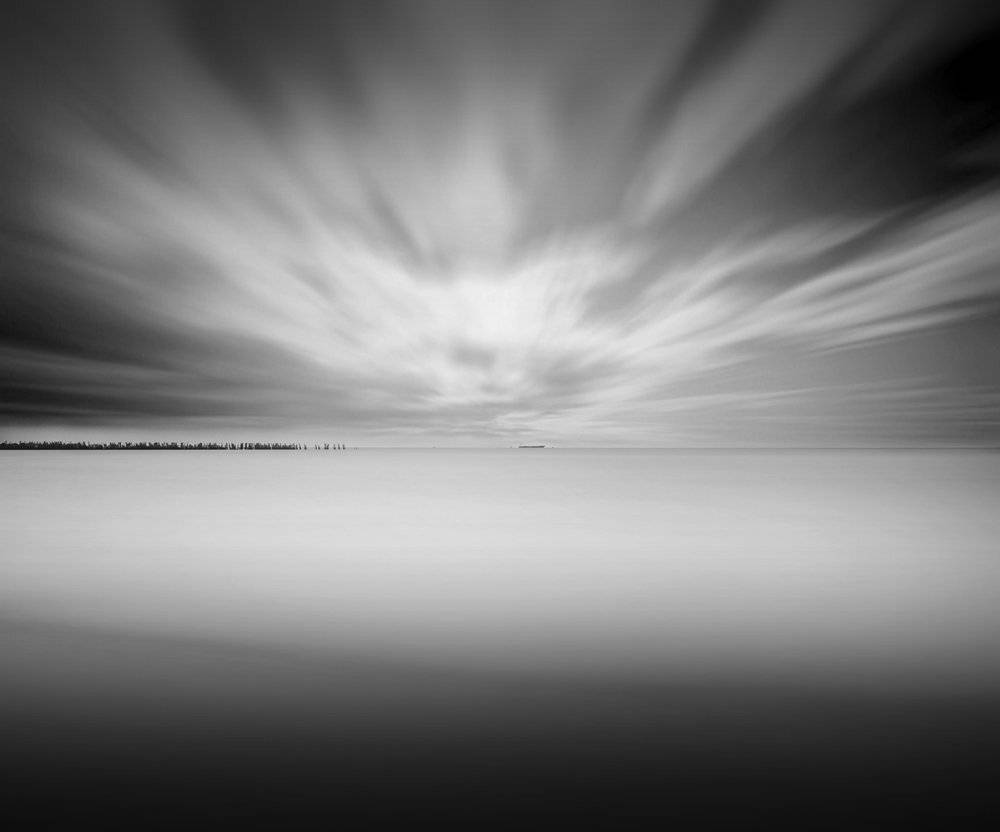 Bw, Long exposure, Sea, virgis