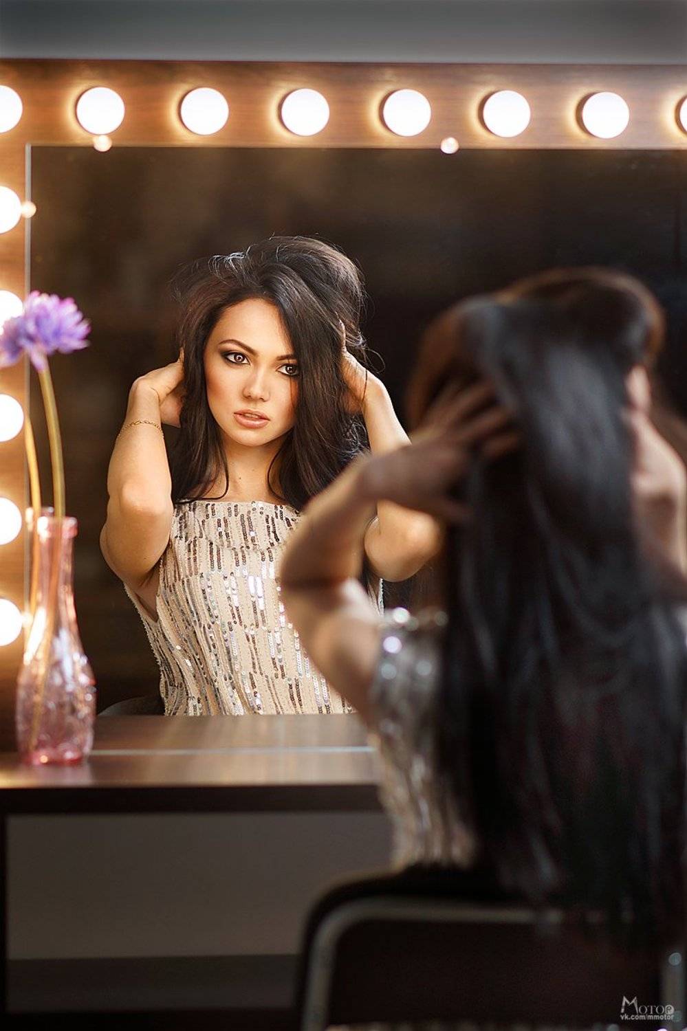 девушка, бьюти, красотка, зима, глаза, зеркало, Матвеев Максим