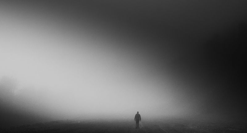 Black and white, Mist, Silhouette Shadows фото превью