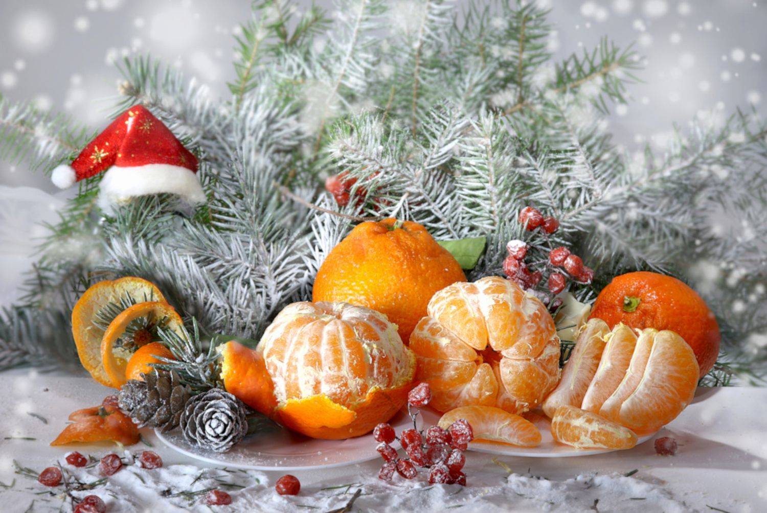 натюрморт, праздник, мандарины, ель, Шруб (Беляева) Татьяна