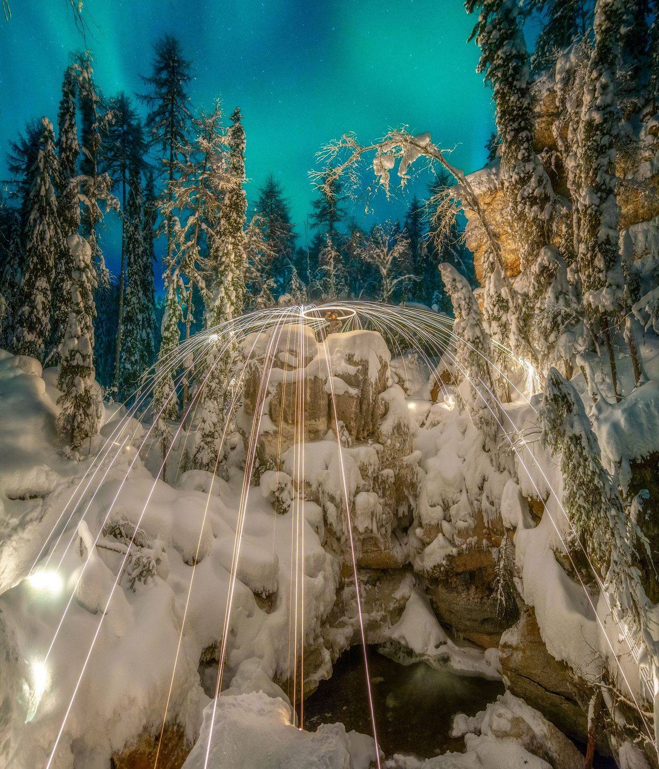 фризлайт, freezlight, ночь, северное сияние, аврора, карст, пинега, архангельская область, север, Михаил Карпов
