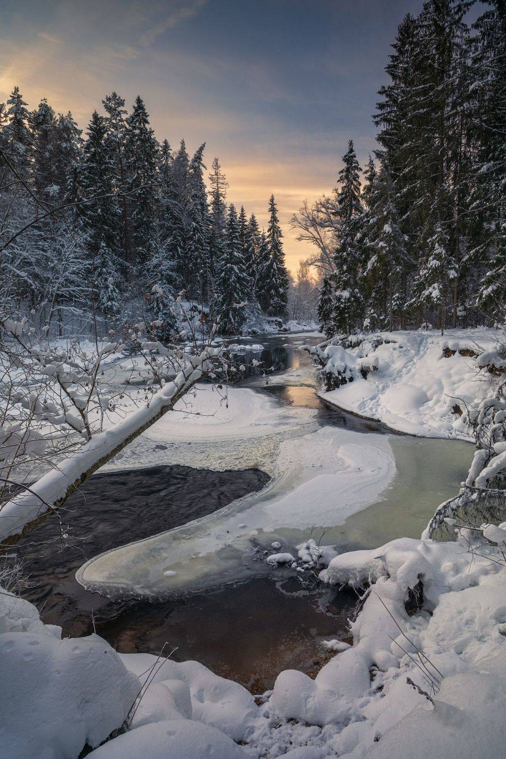 winter. river. evening, Andris