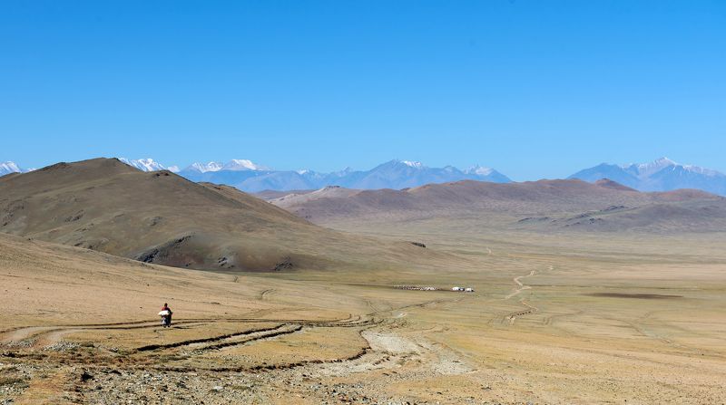 Монголия степь горы дорога мотоцикл Долгая дорога домой фото превью