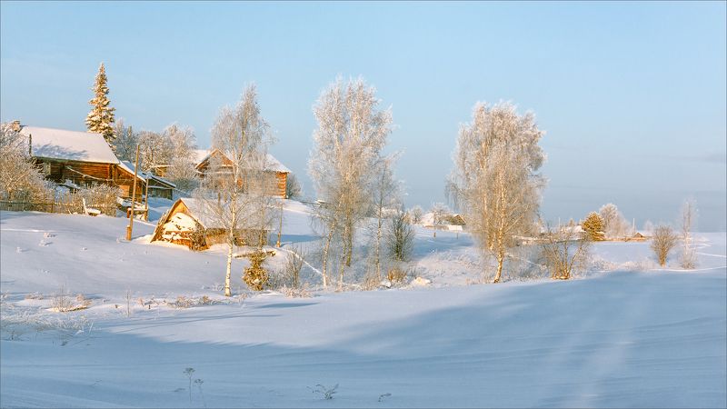 пейзаж, зима, деревня, свет, цвет, александр никитинский Картинка деревенская, зимняя... фото превью