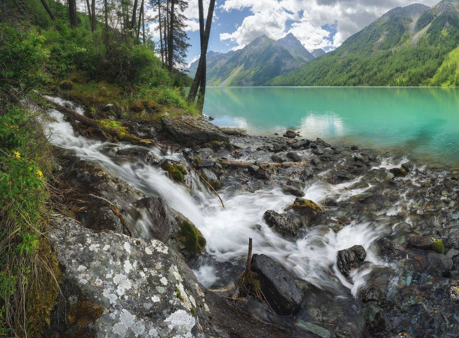 пейзаж, озеро, алтай, горы, лето, landscape, altai, mountains, hiking, lake, summer, travel, водопад, waterfall, ручей, stream, Чаланов Иван