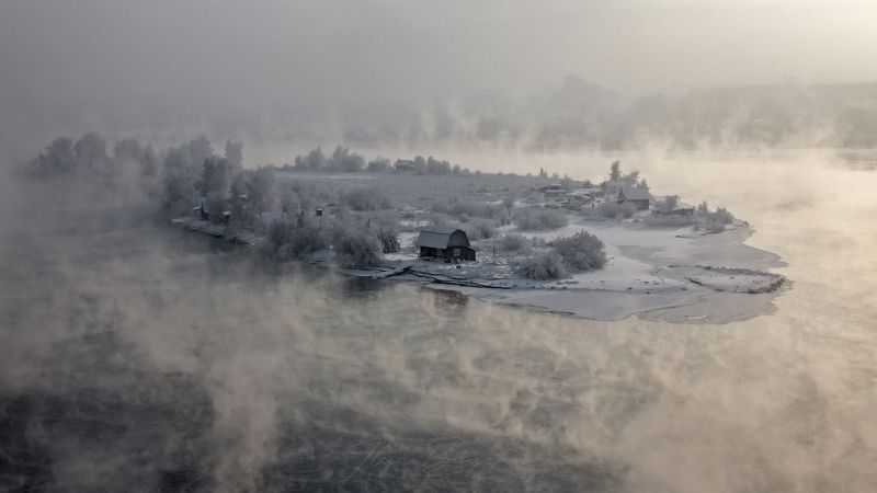 ангара, иркутск, туман, зима, мороз, иней Над Ангарой фото превью