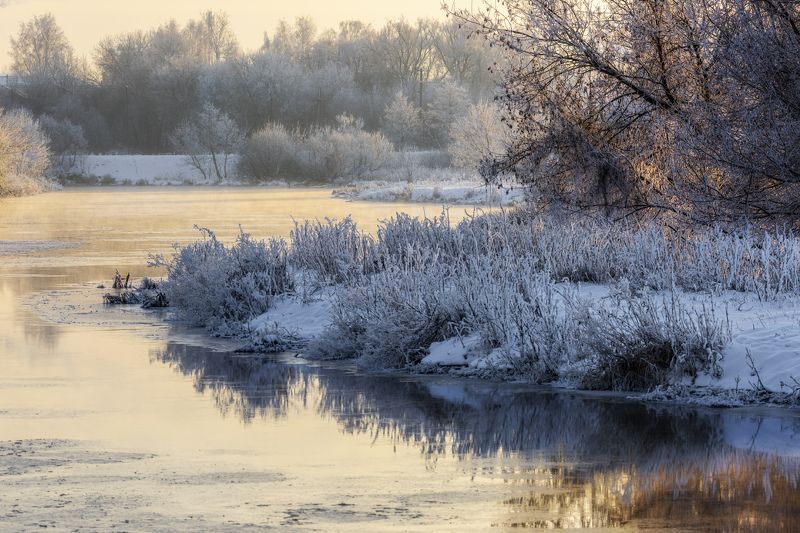 вечер, река, оттенки Палитра заката фото превью