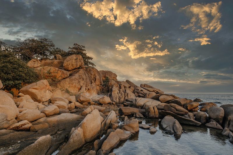 пейзаж, камбоджа, море, камни, закат Камбоджа фото превью