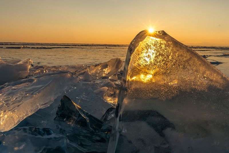 Зимний закат. Байкал фото превью