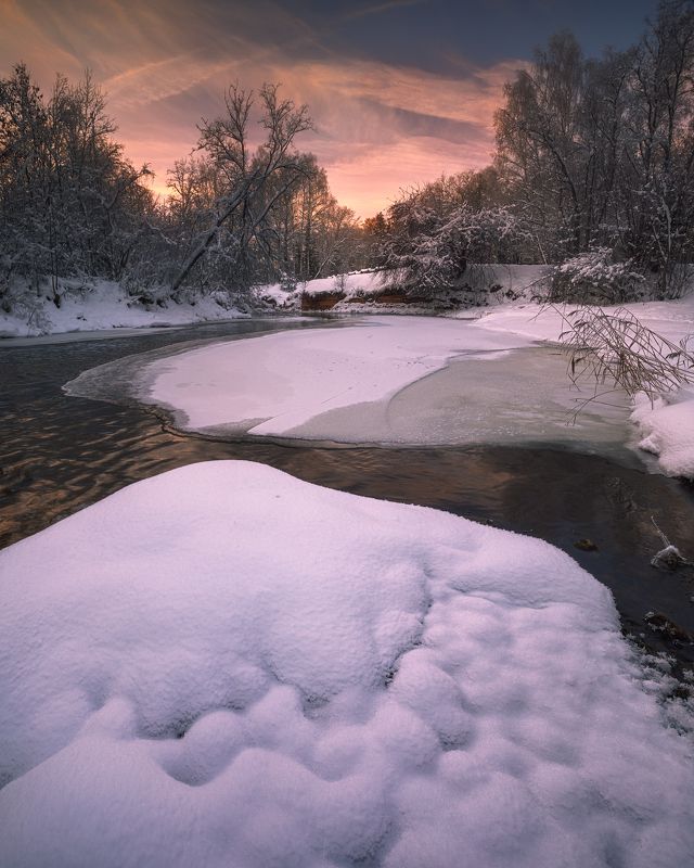 winter. river. evening . amata winter in river фото превью