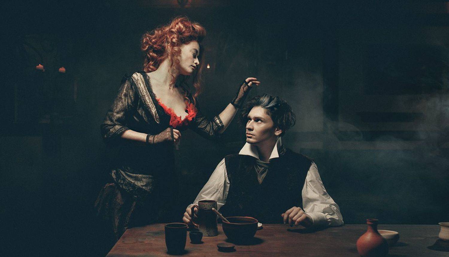 постановочное фото, в таверне, в помещении, рыжая, пара, художественное фото, киношное, мужчина, женщина, съемка, canon, Сигат Екатерина