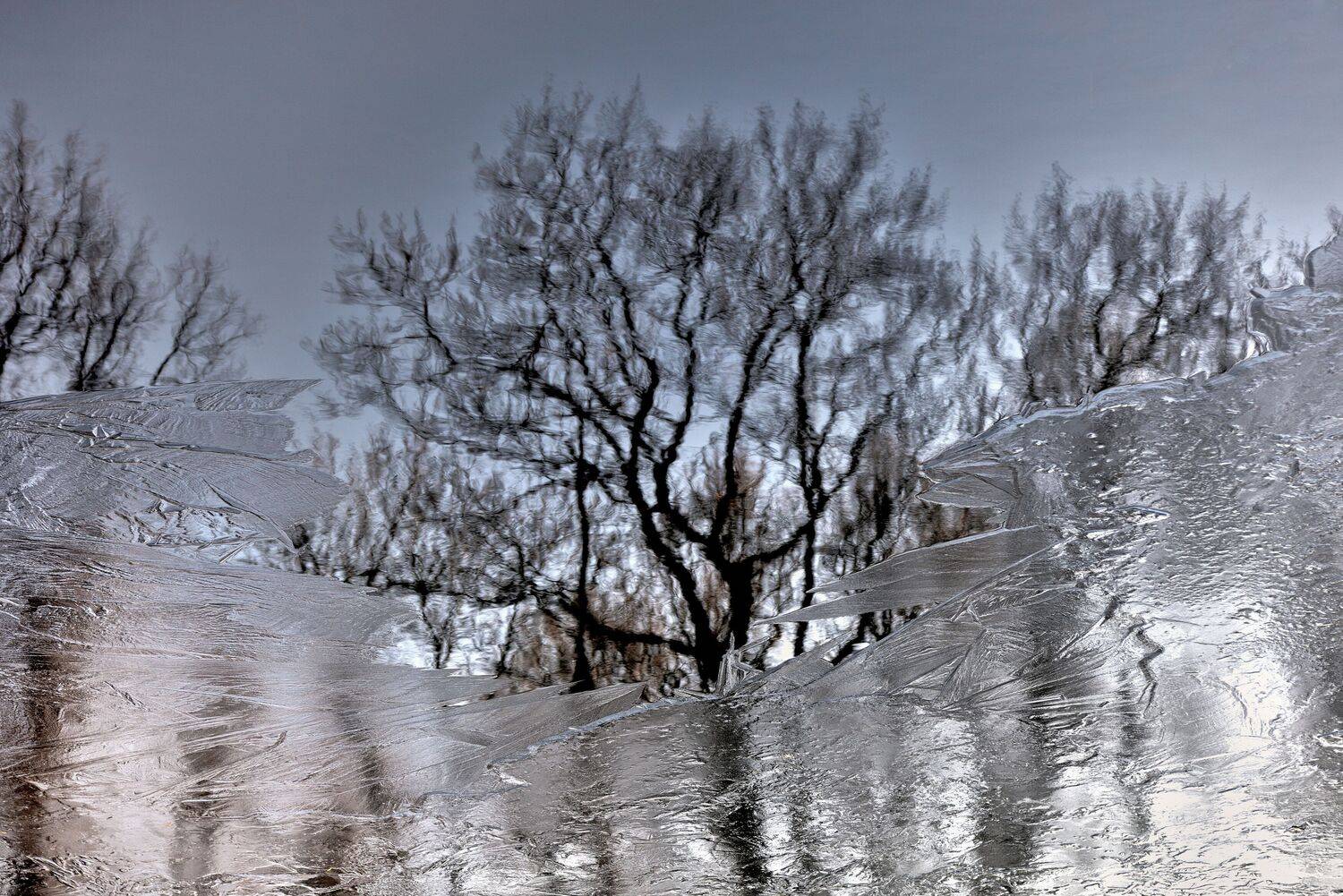 берег, отражение, лёд,, Байдуков Александр