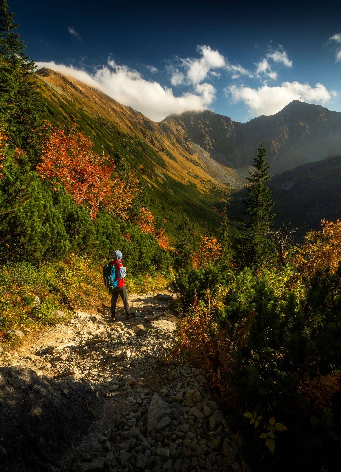 mountain, mountains, autumn, person, people, sunset, Miroslav Sluk