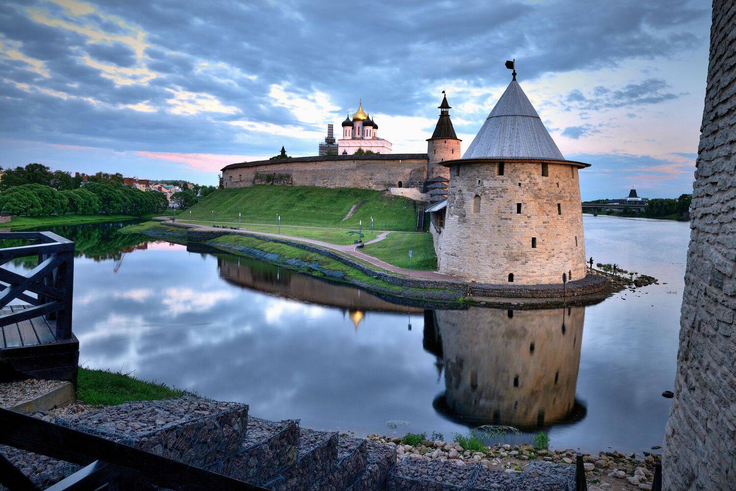 псков, река, кремль, вечер, башня, отражение,, Байдуков Александр
