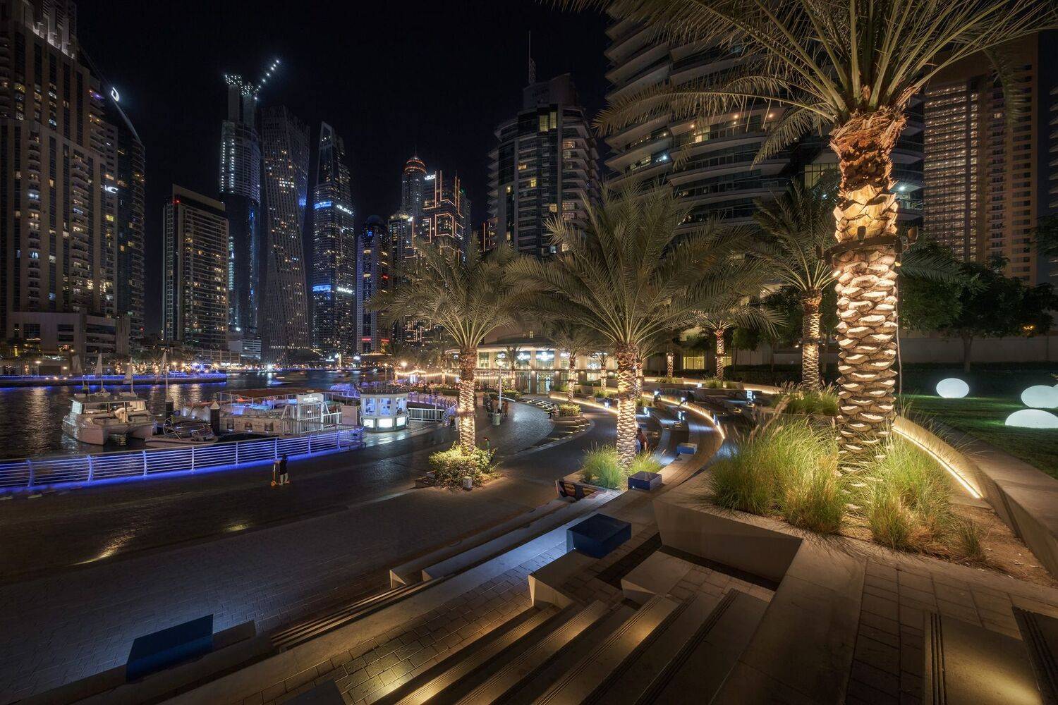 marina, arabian, skyscrapers, night, illumination, lights, water, reflection, dubai, landscape, cityscape, scenery, travel, outdoors, uae, chizh, Чиж Андрей