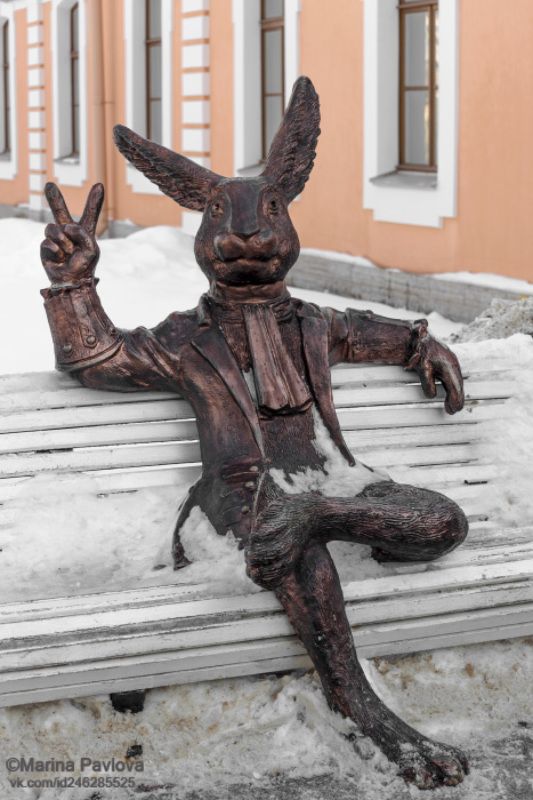 город, архитектура, скульптура, заяц на скамейке на территории петропавловской крепости, петропавловская крепость,зимний петербург, nikon С Новым годом! фото превью