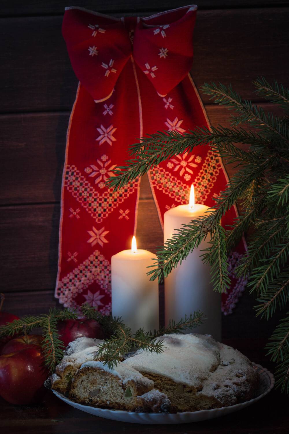Рождество, Новый год, штолен, елка, свечи, Хвойнова Елена