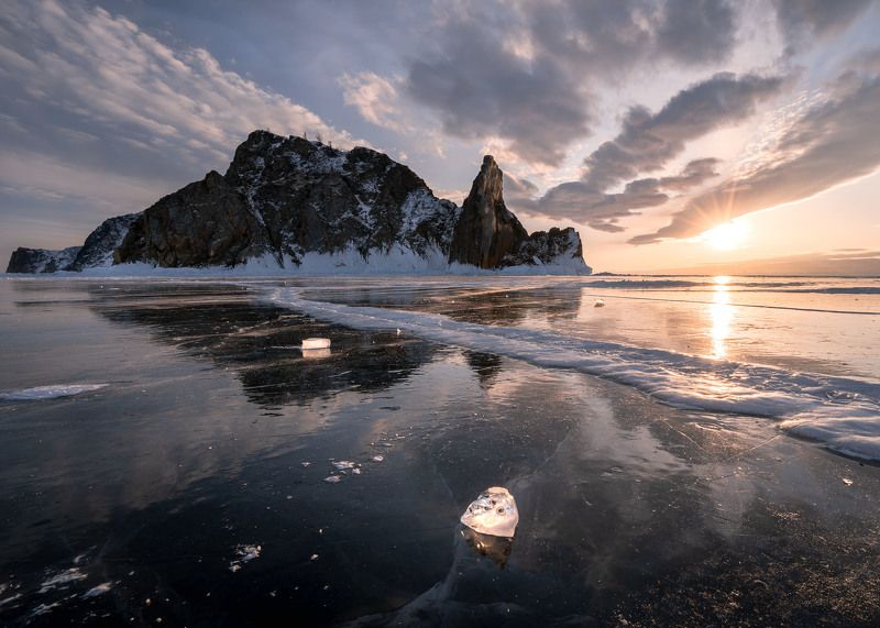 Байкал. Живописный закат на Мысе Хобой... Baikal. Scenic sunset at Cape Khoboy… фото превью