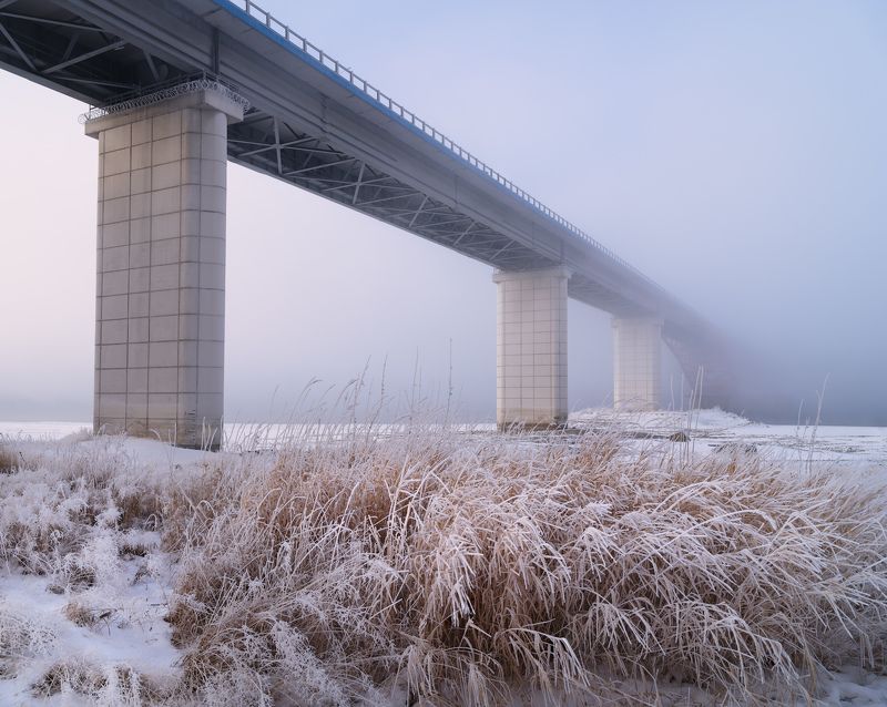 зима, зимний пейзаж, пейзаж ,снег, мороз, мост, туман, облако, winter, fujifilm Дорога в облака. Road to the clouds. фото превью
