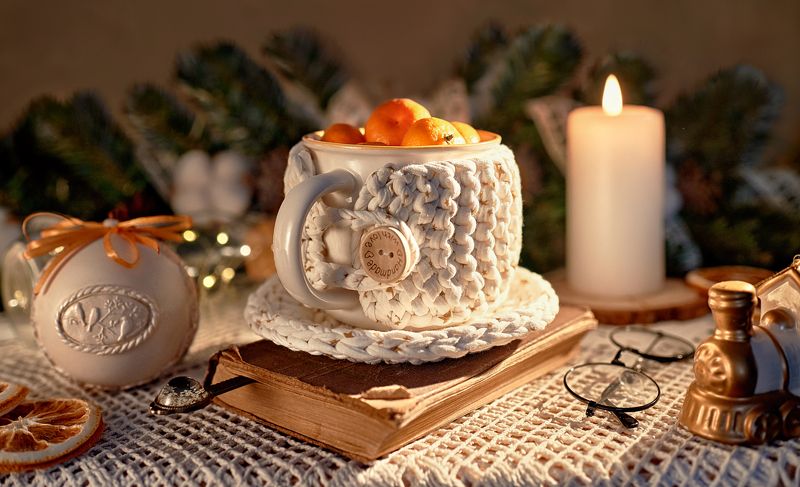 праздник игрушка елка елочная свеча тепло уют ель хвоя кружка новый год Новогоднее фото превью