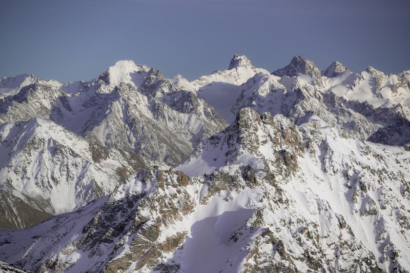 landscape, mountains, nature, gorge, elbrus, snow, caucasus, winter, frozen, Хребет. фото превью