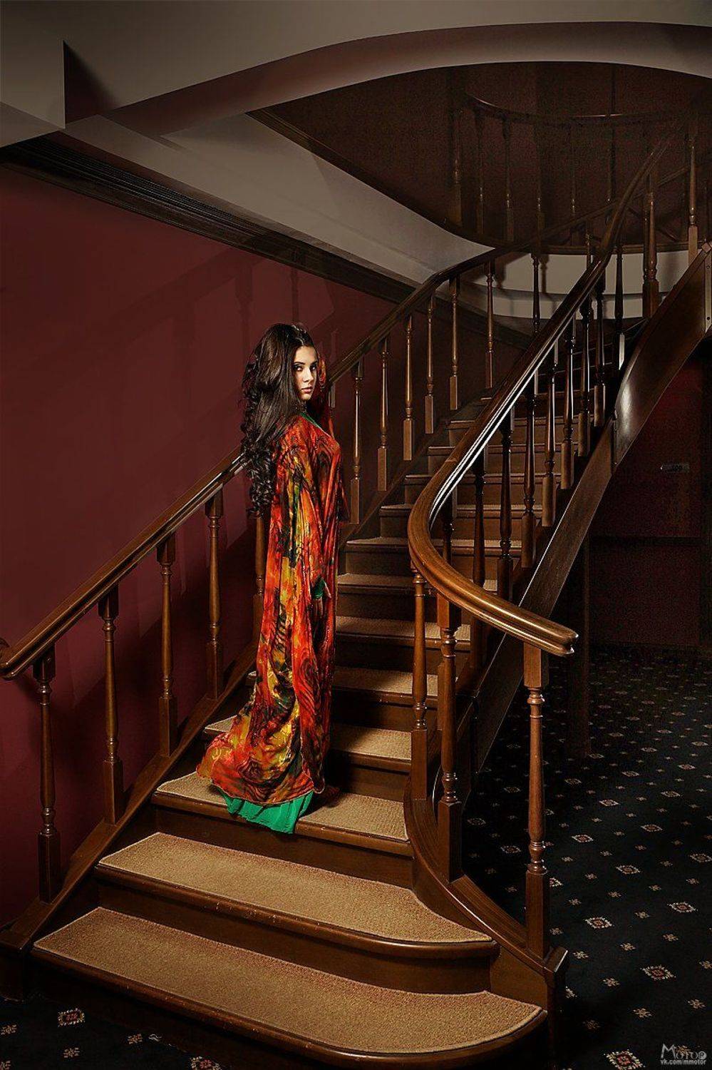 девушка, бьюти, красотка, зима, глаза, лестница, Матвеев Максим