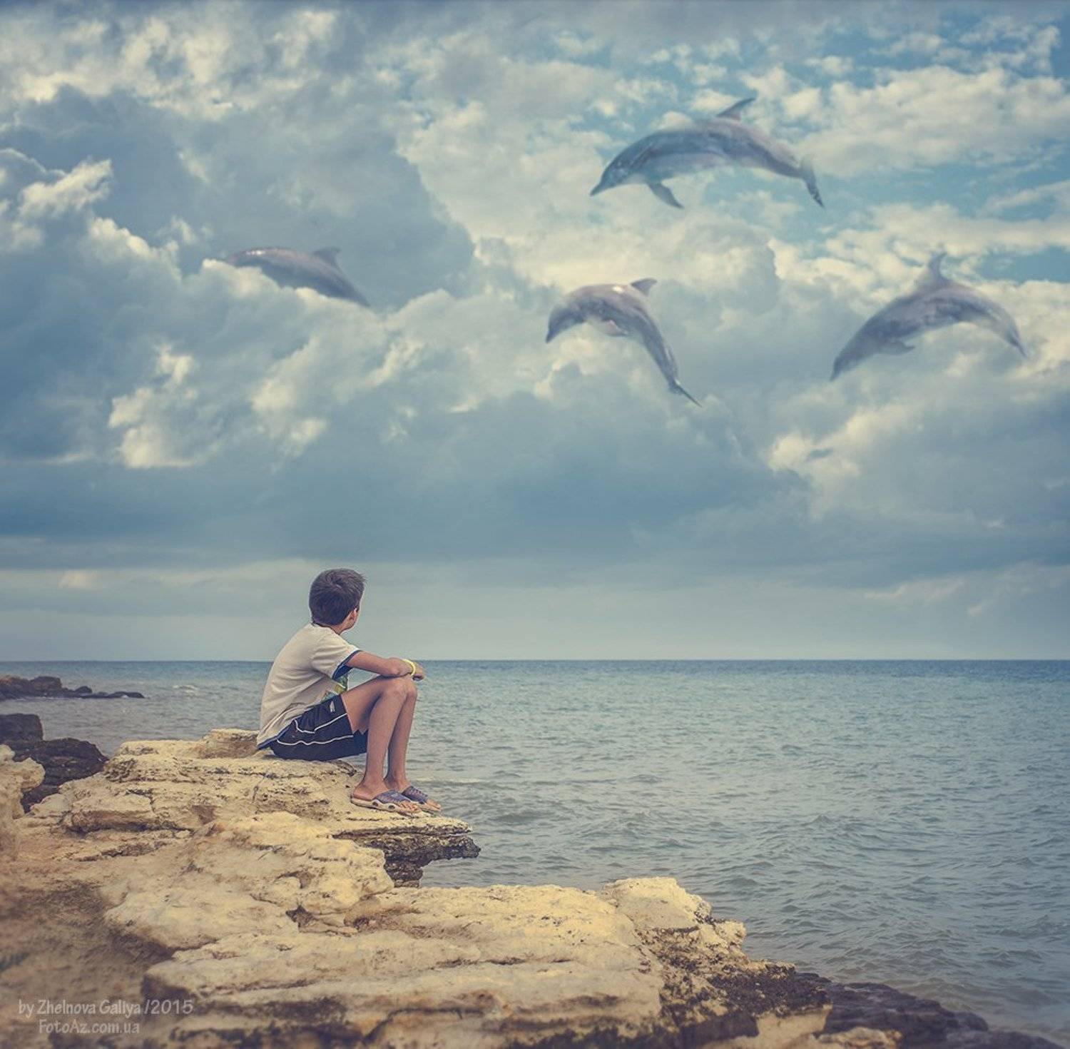 Дельфины, Море, Ребенок, Желнова Галия