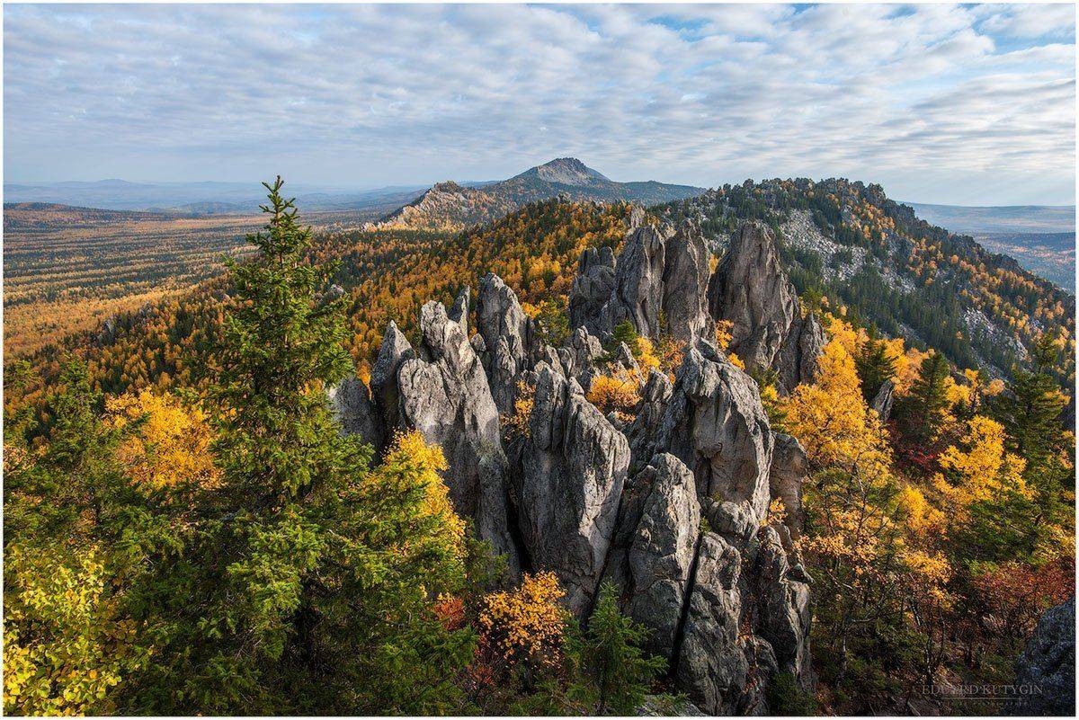 Autumn, Taganay, Ural, Береза, Голубые дали, Двуглавая, Золотая осень, Лиственница, Облака, Осень, Откликной хребет, Простор, Скалы, Таганай, Урал, Утро, Южный урал, Кутыгин Эдуард