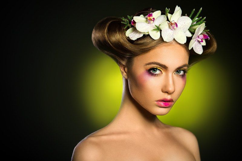 flower, woman, portrait, studio,  Flower girl фото превью