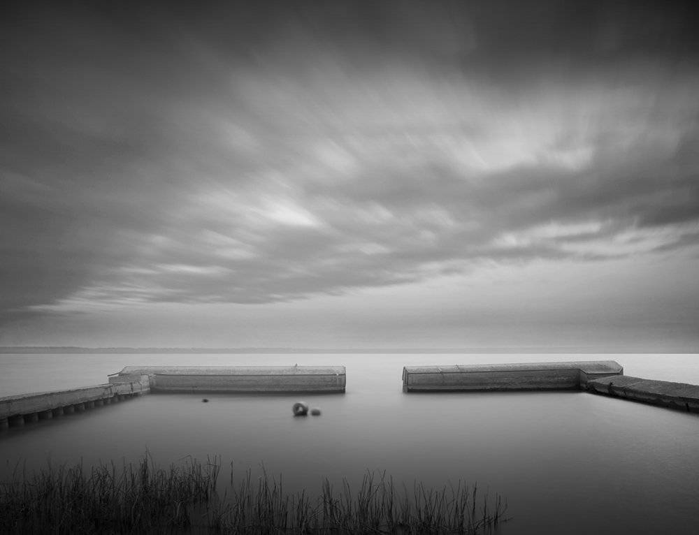 Bw, Long exposure, Sea, virgis