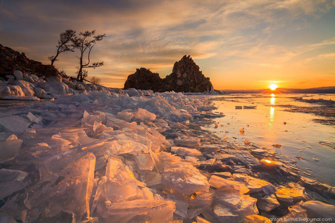 Байкал, Закат, Лед, Ольхон, Скала, Солнце, Шаманка, Антон Петрусь
