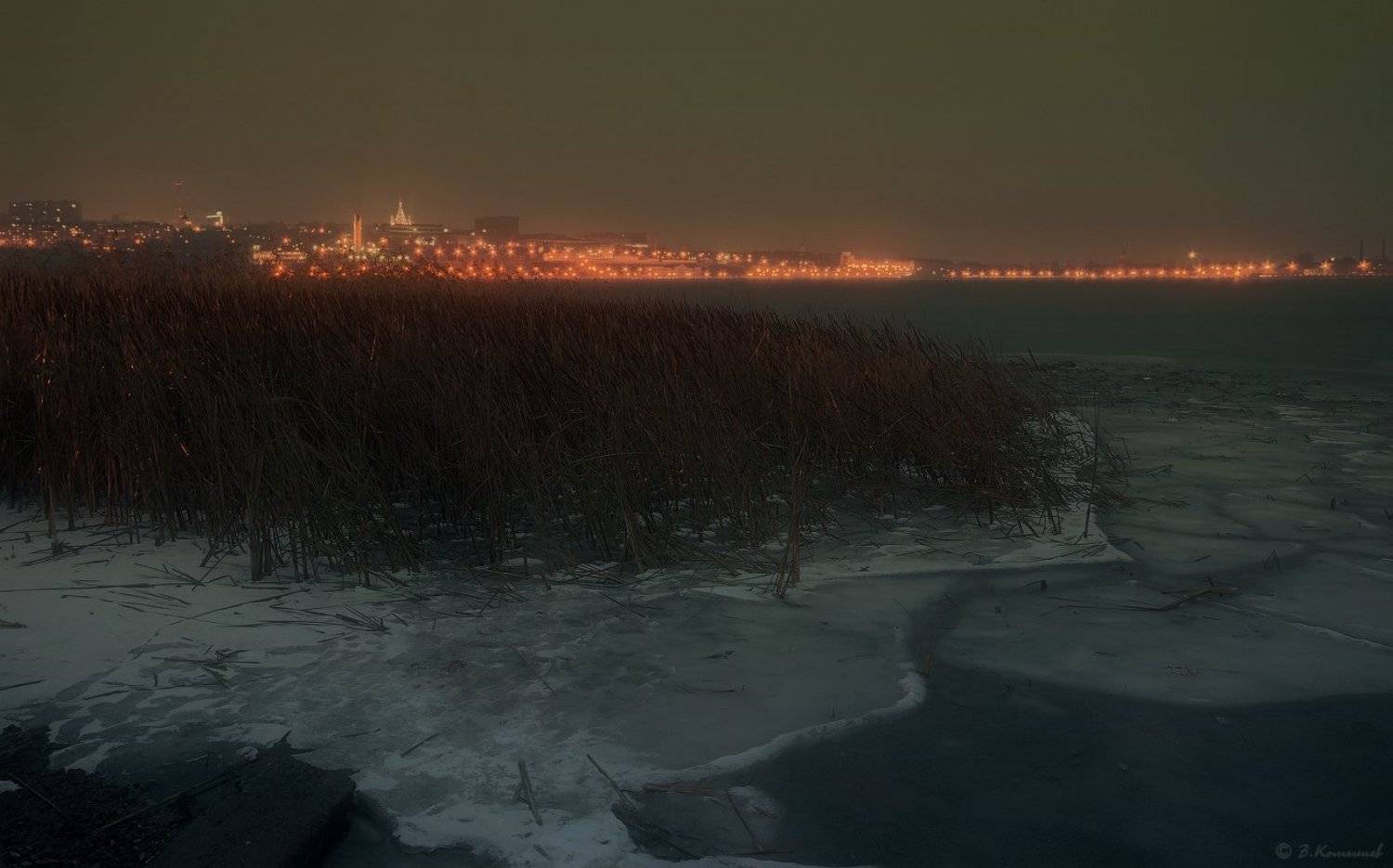 Ижевск, Лёд, Осень, Пруд, Владимир Комышев