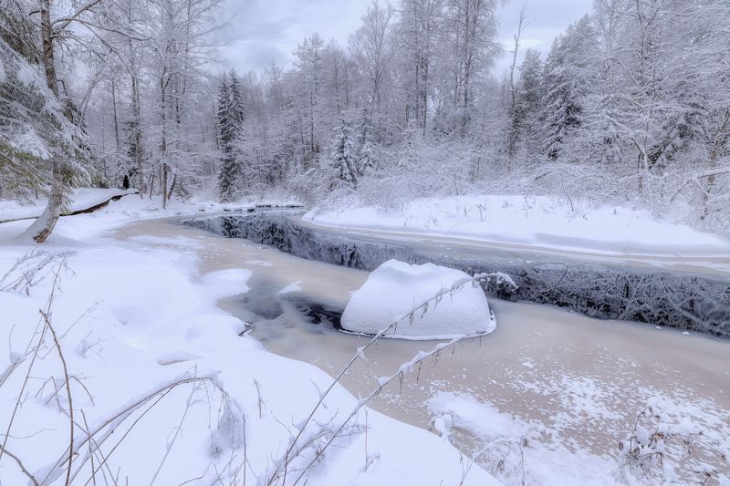 январь река мороз иней сугробы снег зима отражение Накануне Рождества фото превью