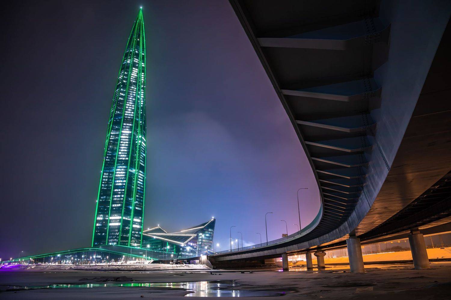 санкт-петербург, вечер, лахта, лахта-центр город, питер, спб, новый год, Вячеслав Мельников