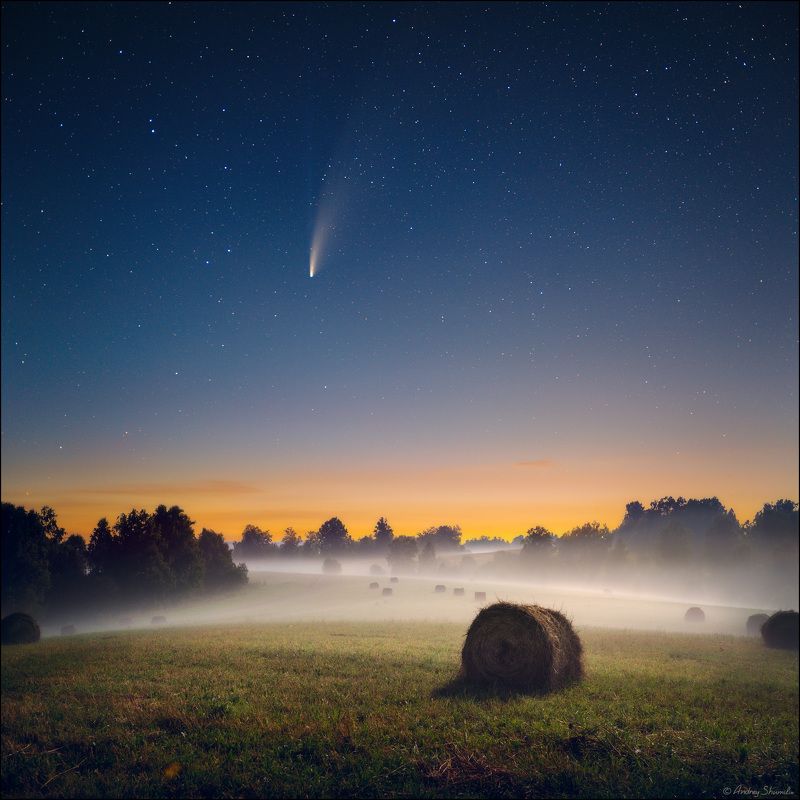 Лунная ночь, комета NEOWISE фото превью