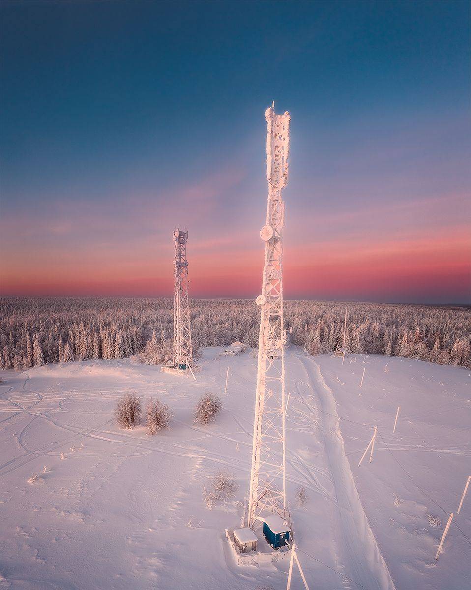 русский север, поморье, зима, архангельская область, красная горка, связь, антена, Ермолин Александр