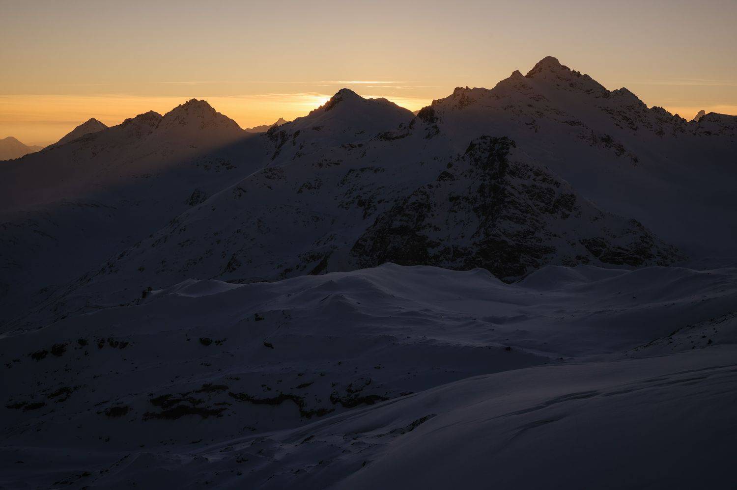 landscape, mountains, nature, gorge, elbrus, sunset, snow, caucasus, winter, frozen, sun, rocks, range,, Бугримов Егор