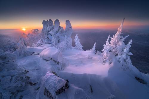 Закат на Митькиных скалах