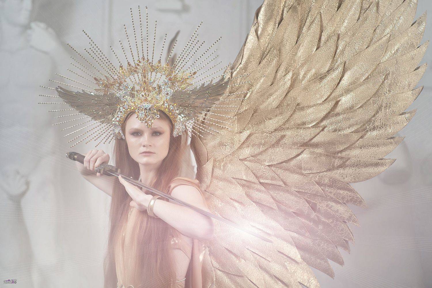 портрет, девушки, арт, крылья, миф, Медуза Горогона, Греция, античность, сказка, сказочное фото, рыжая, модель, Ермакова Янина