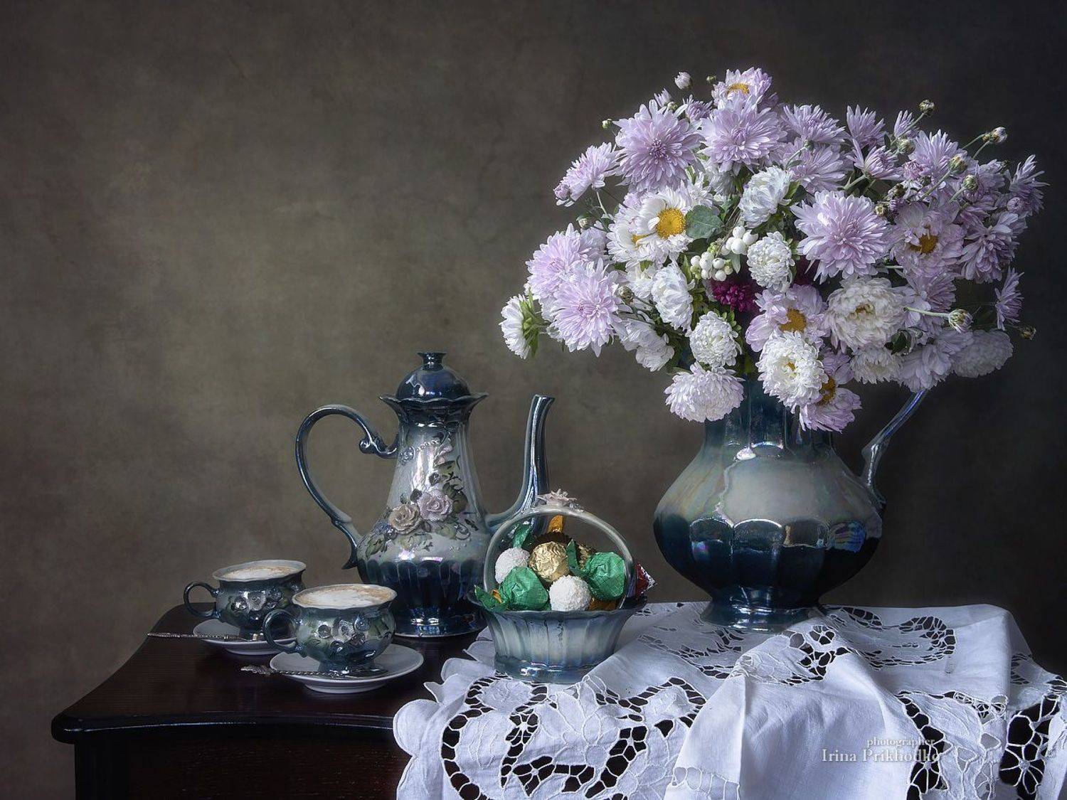 натюрморт, кофе, посуда, букеты, цветы, Приходько Ирина