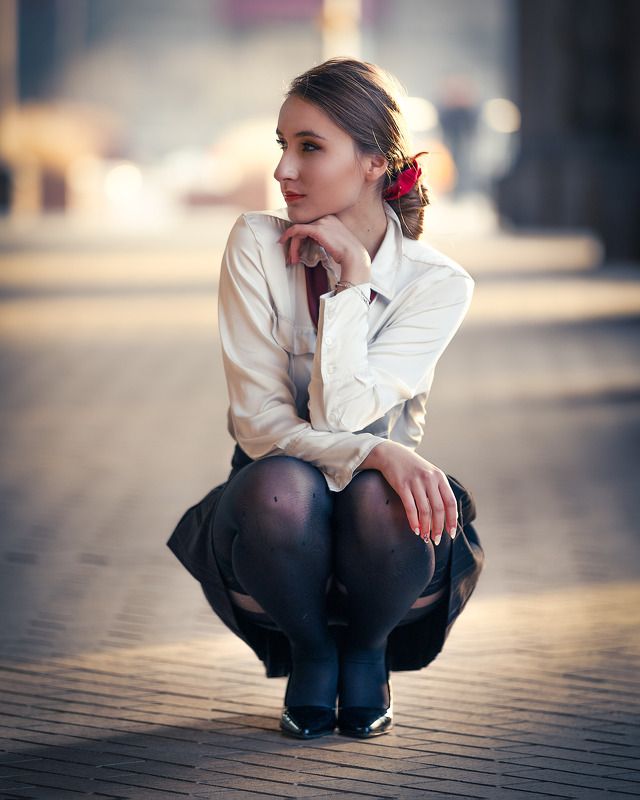 чулки, колготки, девушка, портрет Девушка фото превью