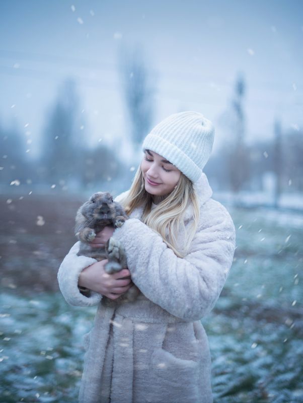 девушка, красавица, кролик, зима, русская, славянка Анастасия фото превью