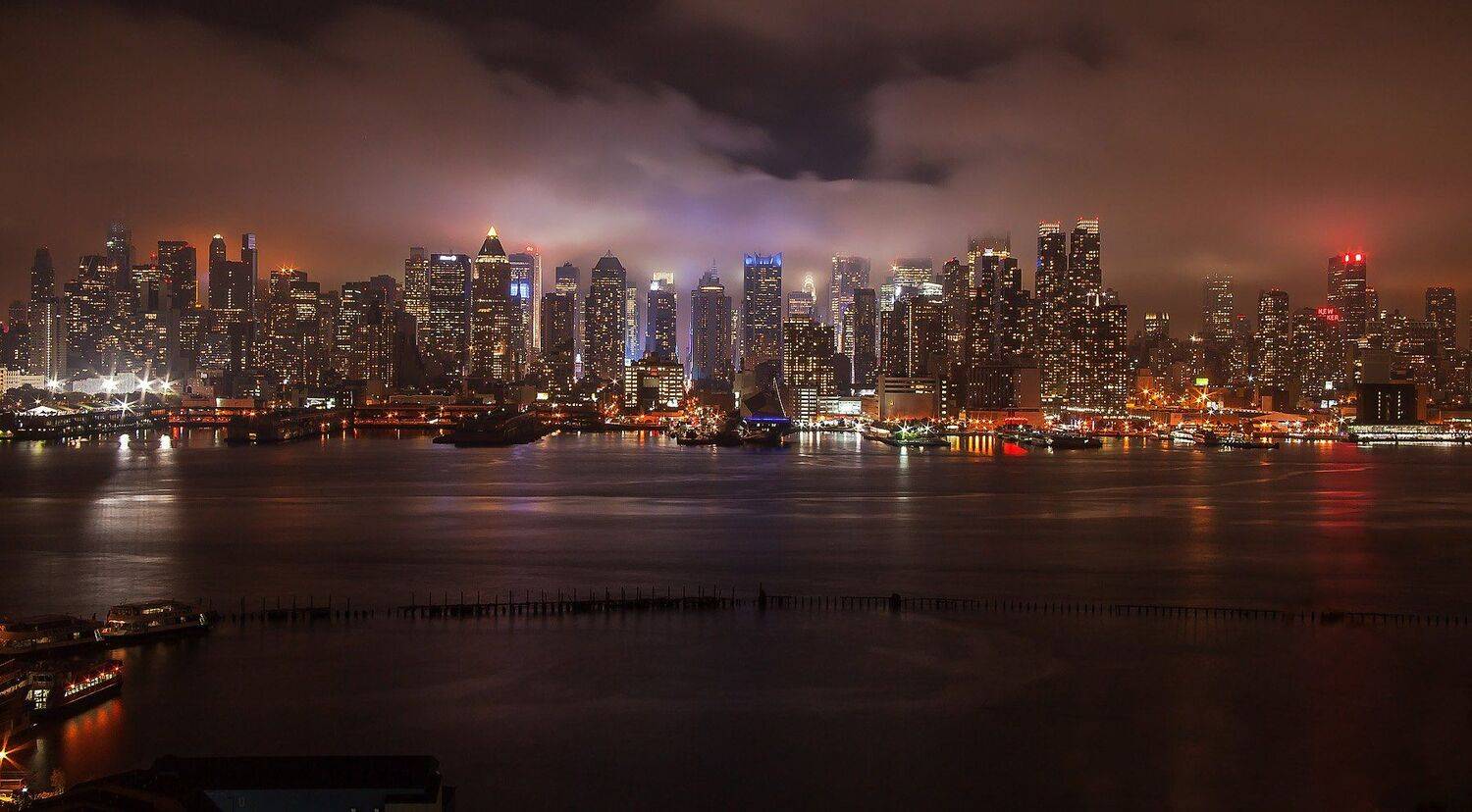 город,вечер,огни,нью йорк,манхеттен,, Антонина