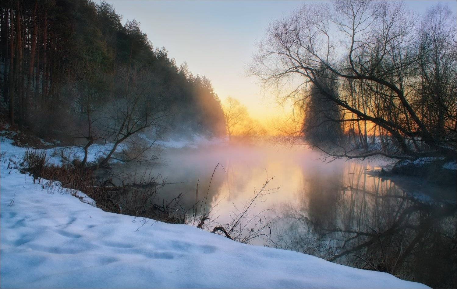 Зима, Рассвет, Свислочь, Сергей Шабуневич