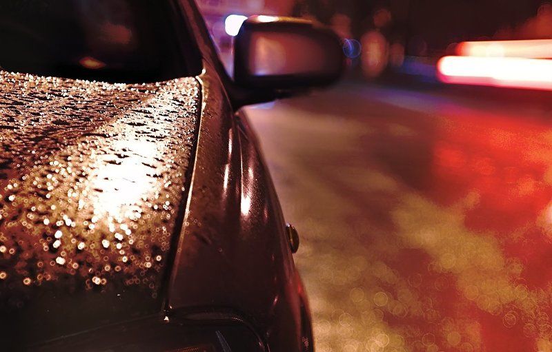 Автомобиль, Боке, Весна, Вечер, Время, Город, Город, вечер, автомобиль, дождь,, Дождь, Дорога, Капли, Красота, Огни, Освещение, Свет ~127~ фото превью