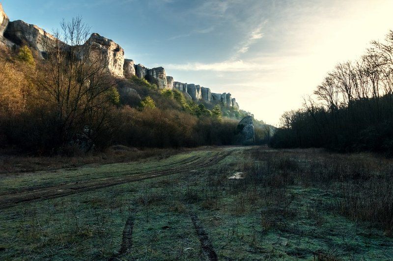 frost, frost, morning, sunrise, forest, mountain, Crimea morning hoarfrost фото превью