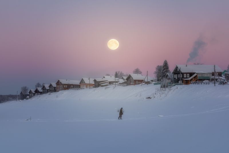 Старинное Мезенское село Кимжа на Рождество фото превью