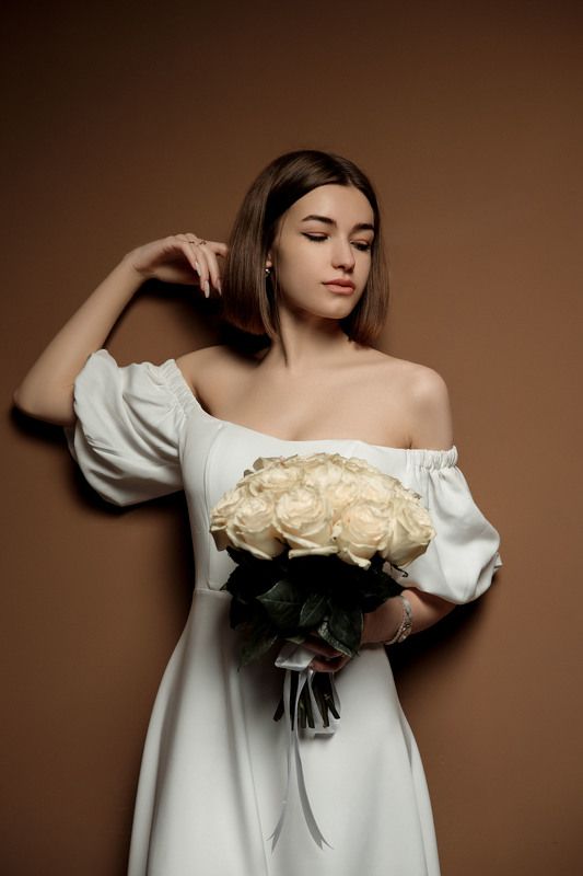 девушка, модель, портрет, фотосессия, студия, гламур, girl, model, modeling, portrait, make-up, творческий портрет, женский портрет, woman, young woman, glamour, постановка, постановочная фотография, fashion, невеста, свадьба, bride, wedding Невеста Елизавета фото превью