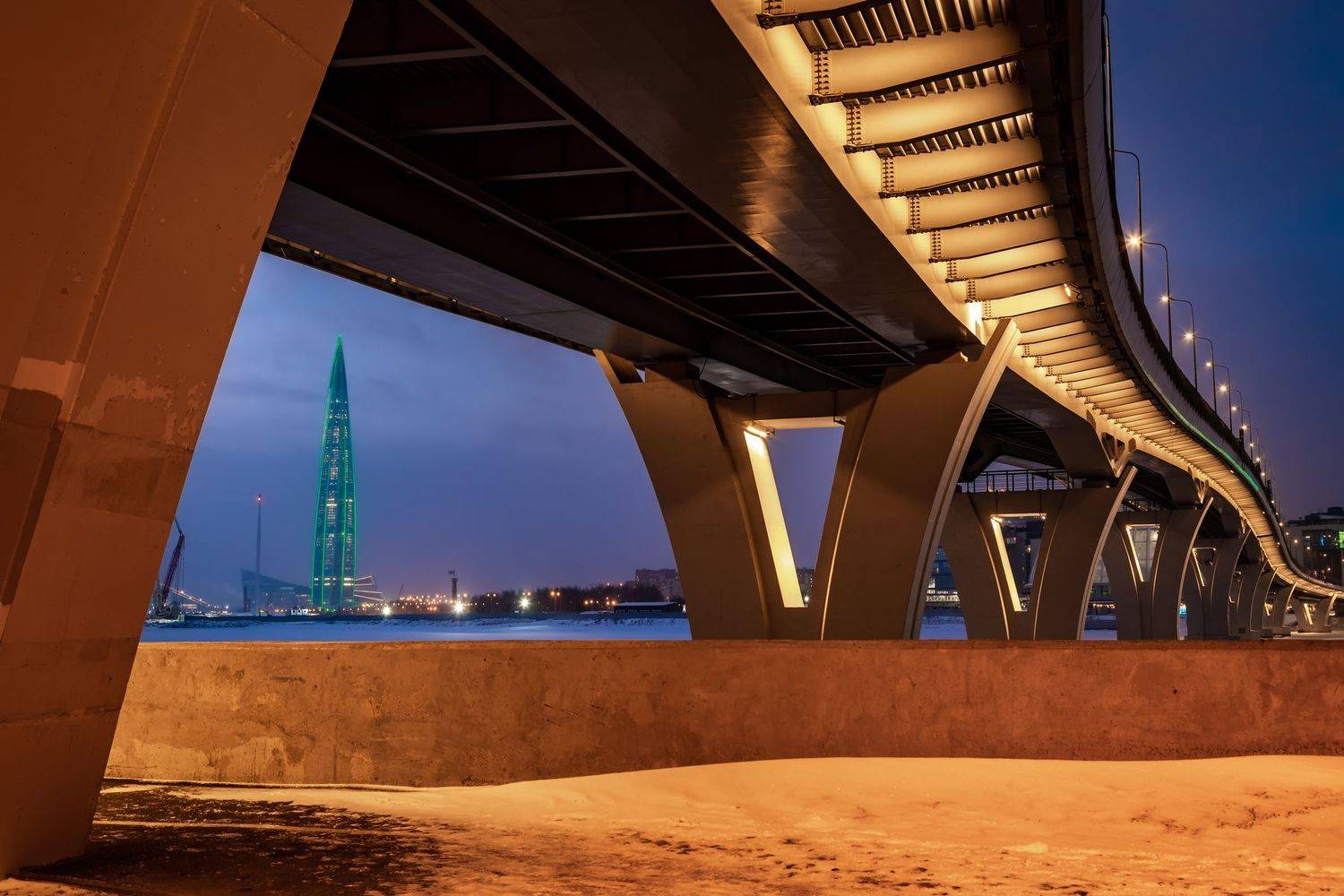 санкт-петербург, вечер, лахта, мост, парк, город, питер, спб, новый год, Вячеслав Мельников