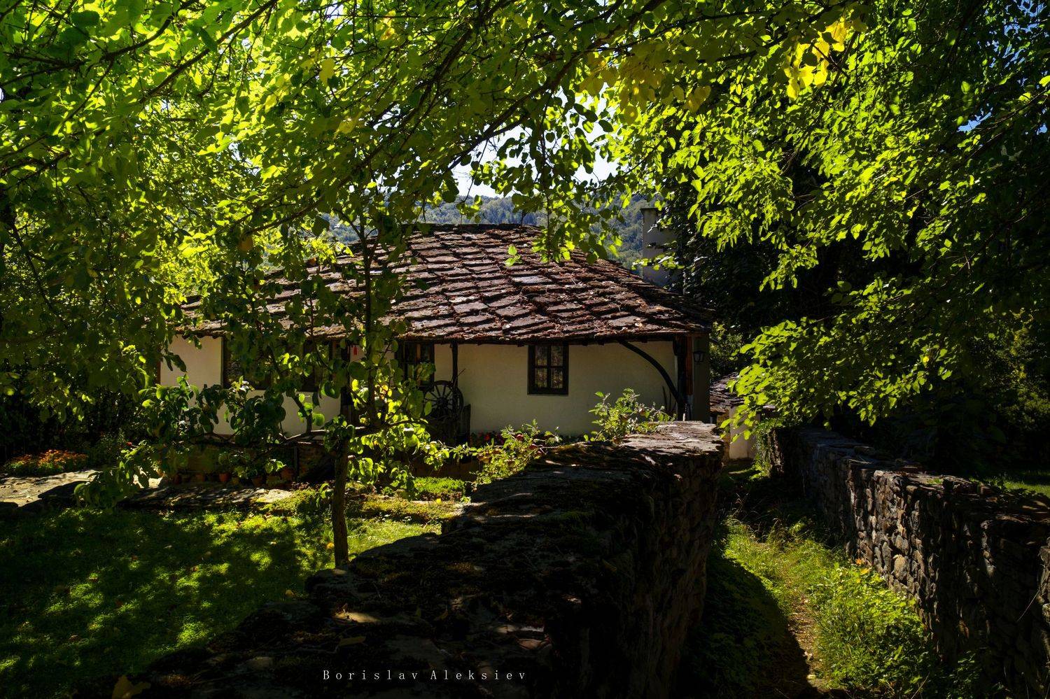 bulgaria,bozhentsi,travel,green,white,flowers,summer,exterior,building,house, Борислав Алексиев